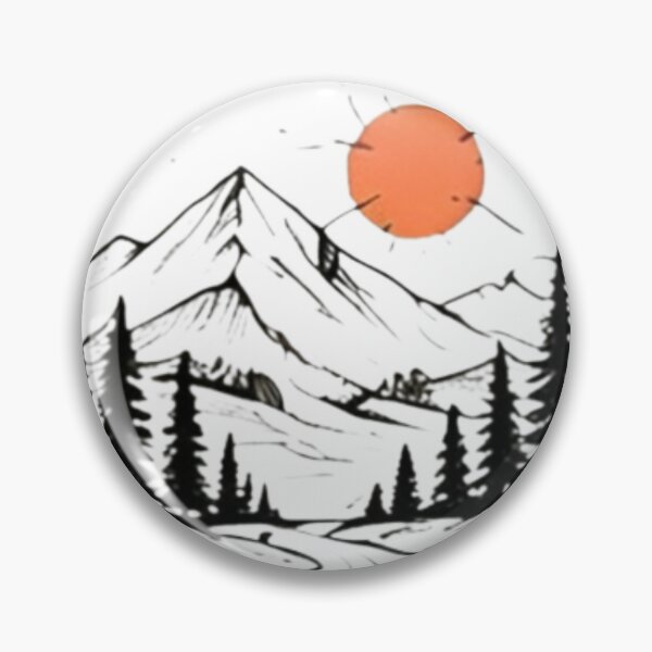 Item preview, Minimal Mountain Forest Sun Scene designed and sold by MyCalmDraw.