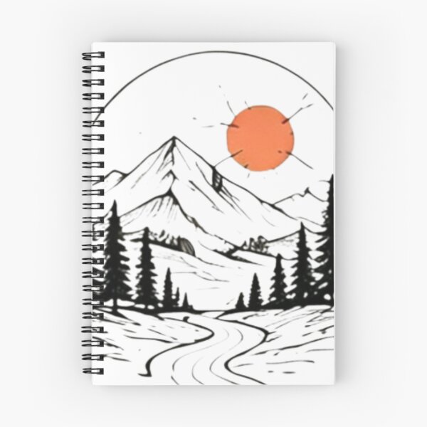 Item preview, Minimal Mountain Forest Sun Scene designed and sold by MyCalmDraw.