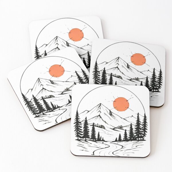 Item preview, Minimal Mountain Forest Sun Scene designed and sold by MyCalmDraw.