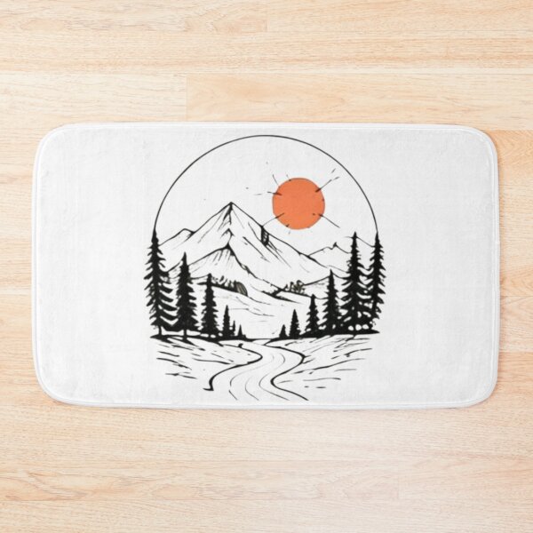 Item preview, Minimal Mountain Forest Sun Scene designed and sold by MyCalmDraw.