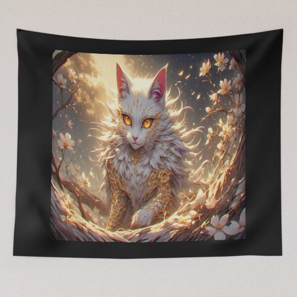 Item preview, Feline with White Blossoms designed and sold by MCMArts1.