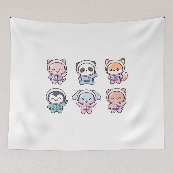 Item preview, Kawaii Astronaut Animals 6-Pack - Cat Panda Fox Penguin Bunny Bear Space Squad designed and sold by KARAM-B.
