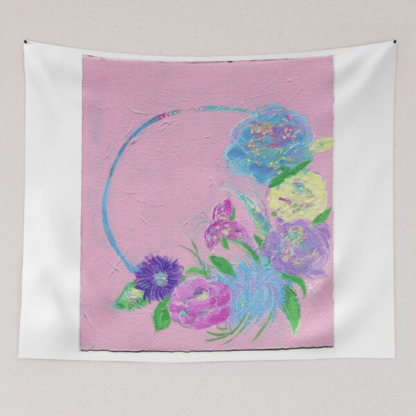 Item preview, Pink Canvas Floral Wreath designed and sold by Artful-Blooms.