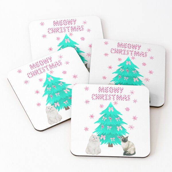 Item preview, Pink Meowy Christmas Siamese Cat and Persian Cat designed and sold by MYCatStuff.