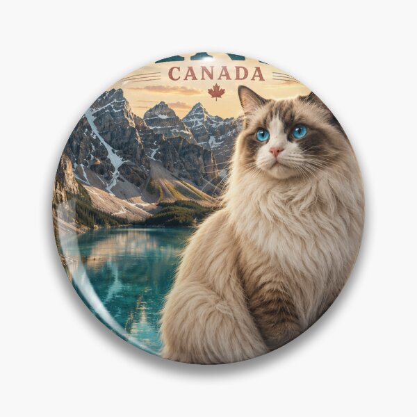 Item preview, Banff Canada Ragdoll Cat  Vintage Adventure Cats™  Mountain Lake Retro Travel T-Shirt designed and sold by TeeVibeHaus.
