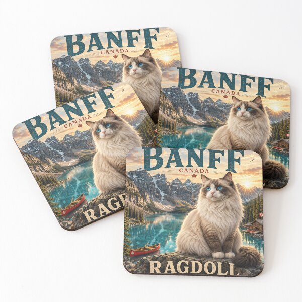 Item preview, Banff Canada Ragdoll Cat  Vintage Adventure Cats™  Mountain Lake Retro Travel T-Shirt designed and sold by TeeVibeHaus.