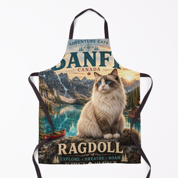 Item preview, Banff Canada Ragdoll Cat Vintage Adventure Cats™ Mountain Lake Retro Travel T-Shirt designed and sold by TeeVibeHaus.