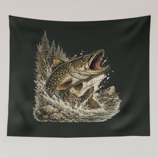 Item preview, Vintage Northern Pike – Premium Predator Fishing Illustration designed and sold by Northbound Trail.