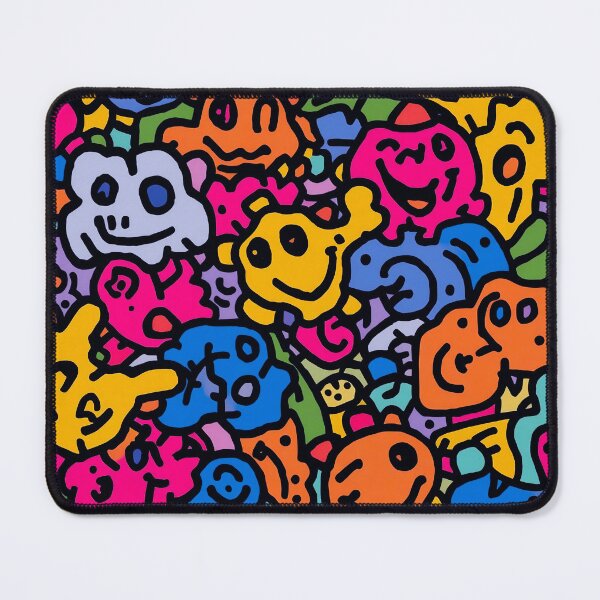 Item preview, Colorful Happy Doodle Faces – Playful Abstract Cartoon Pattern designed and sold by IMuDesigner.