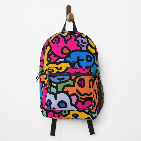 Item preview, Colorful Happy Doodle Faces – Playful Abstract Cartoon Pattern designed and sold by IMuDesigner.