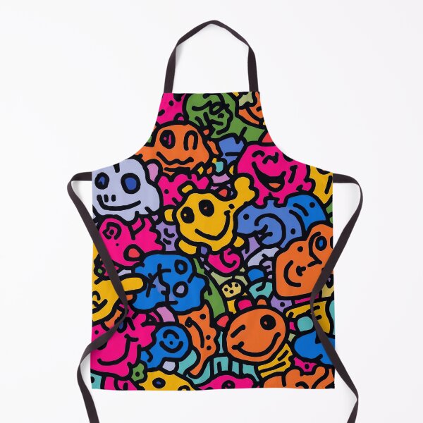Item preview, Colorful Happy Doodle Faces – Playful Abstract Cartoon Pattern designed and sold by IMuDesigner.