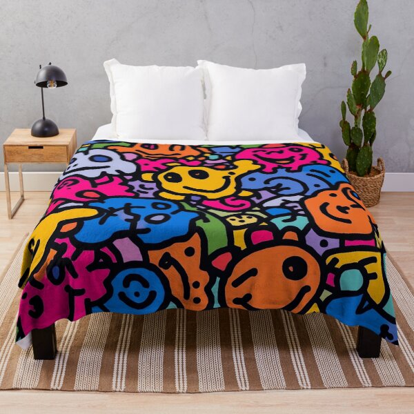 Item preview, Colorful Happy Doodle Faces – Playful Abstract Cartoon Pattern designed and sold by IMuDesigner.