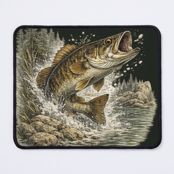 Item preview, Vintage Smallmouth Bass – Premium Freshwater Fishing Illustration designed and sold by Northbound Trail.