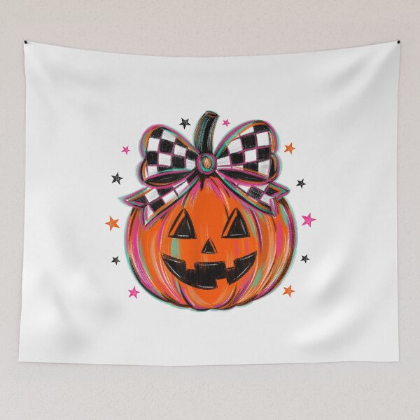 Item preview, Cute Checkered Bow Pumpkin Halloween Coquette Vintage Fall Jack O Lantern designed and sold by kiralynstration.