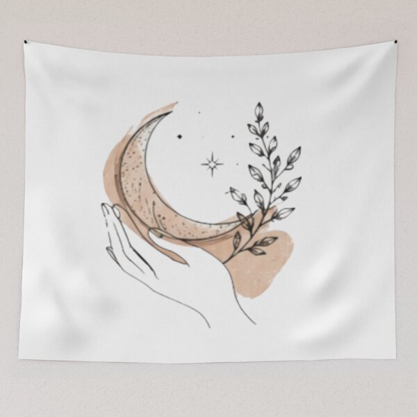 Item preview, Hand Holding Moon & Botanical Sprig designed and sold by MyCalmDraw.