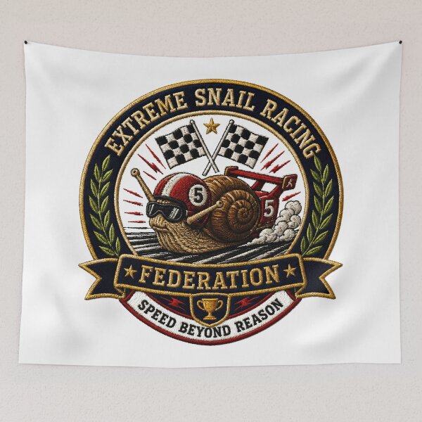 Item preview, Extreme Snail Racing Federation | Funny Vintage Racing Patch Embroidery Design designed and sold by Extravanganzza.
