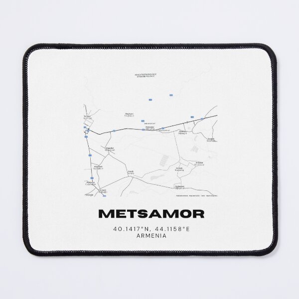 Item preview, Metsamor Armenia Minimalist City Map with Coordinates | Black and White Street Map Art Print designed and sold by RM-Journey.