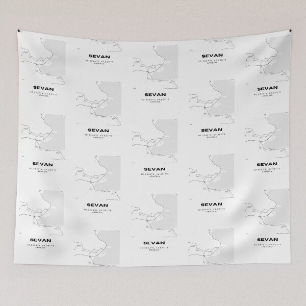 Item preview, Sevan Armenia Minimalist City Map with Coordinates | Black and White Street Map Art Print designed and sold by RM-Journey.