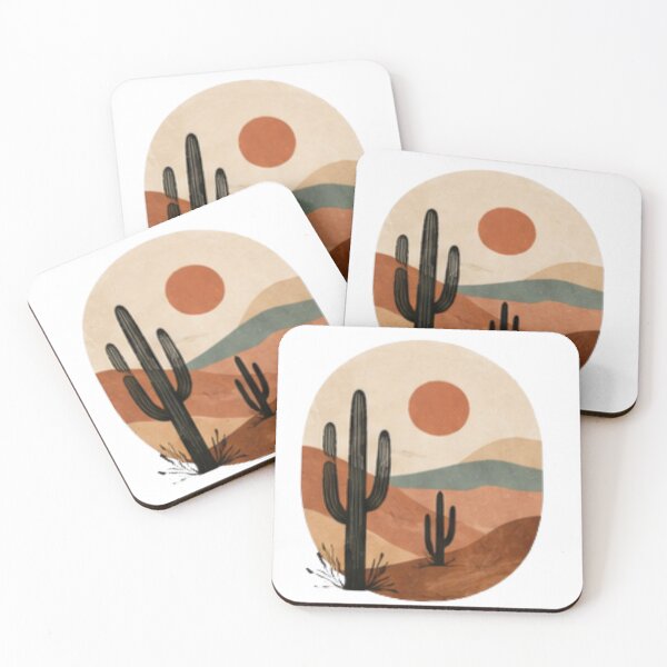 Item preview, Boho Desert Cactus Sun Landscape designed and sold by MyCalmDraw.