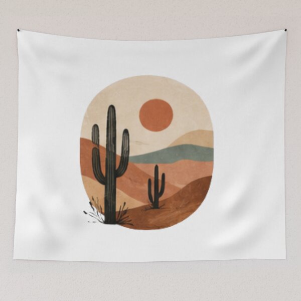 Item preview, Boho Desert Cactus Sun Landscape designed and sold by MyCalmDraw.