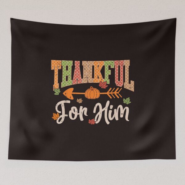 Item preview, Thankful For Him Thanksgiving Pumpkin Checkered Fall Couple Design designed and sold by mari-kayden.