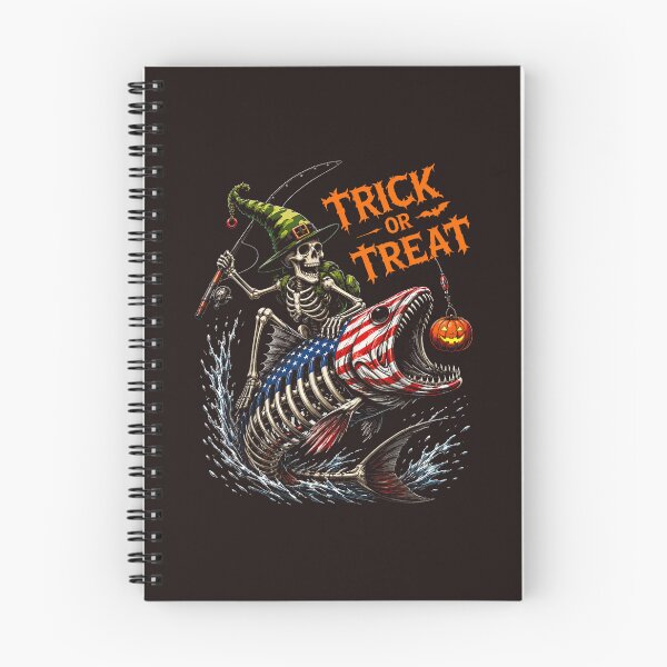 Item preview, keleton Fishing Halloween Trick or Treat Vintage Angler Pumpkin Design designed and sold by mari-kayden.