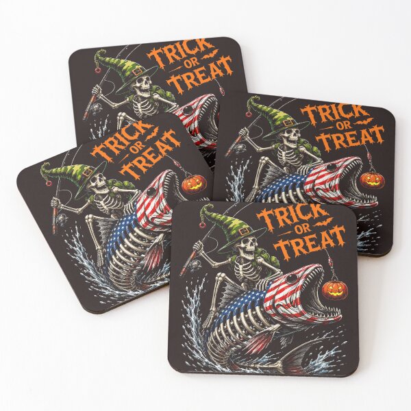 Item preview, keleton Fishing Halloween Trick or Treat Vintage Angler Pumpkin Design designed and sold by mari-kayden.