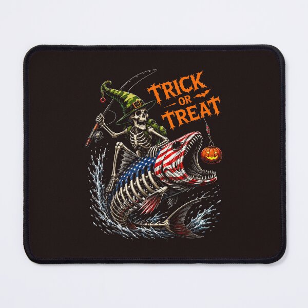 Item preview, keleton Fishing Halloween Trick or Treat Vintage Angler Pumpkin Design designed and sold by mari-kayden.