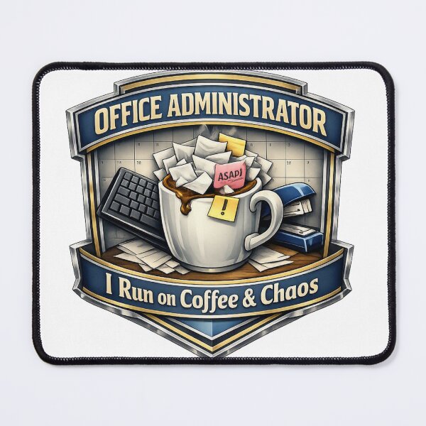 Item preview, Office Administrator – I Run on Coffee & Chaos designed and sold by Shadowframe Studios.