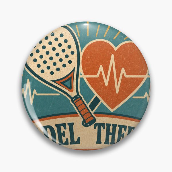Item preview, Padel Therapy Retro Racket and Heart Badge designed and sold by BoosterShop.