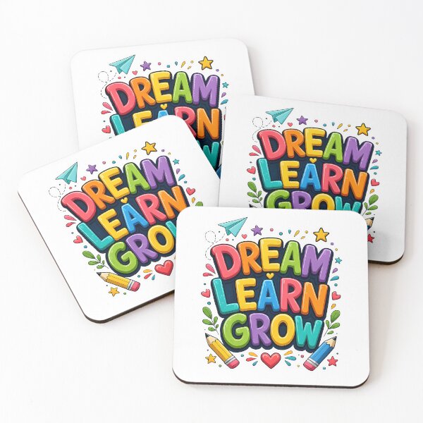 Item preview, Dream Learn Grow | Colorful School Motivation Typography | Cute Classroom Quote | Back to School POD Design designed and sold by TheAllInStore.