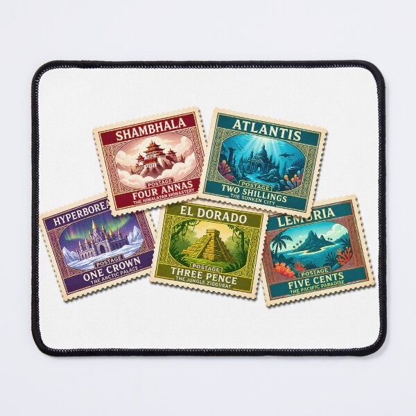 Item preview, Lost Civilizations Vintage Postage Stamps | Atlantis, El Dorado, Lemuria, Hyperborea & Shambhala designed and sold by Extravanganzza.