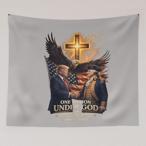 Item preview, 250 Years America Anniversary Trump Washington Christ Cross designed and sold by GreggRoss.