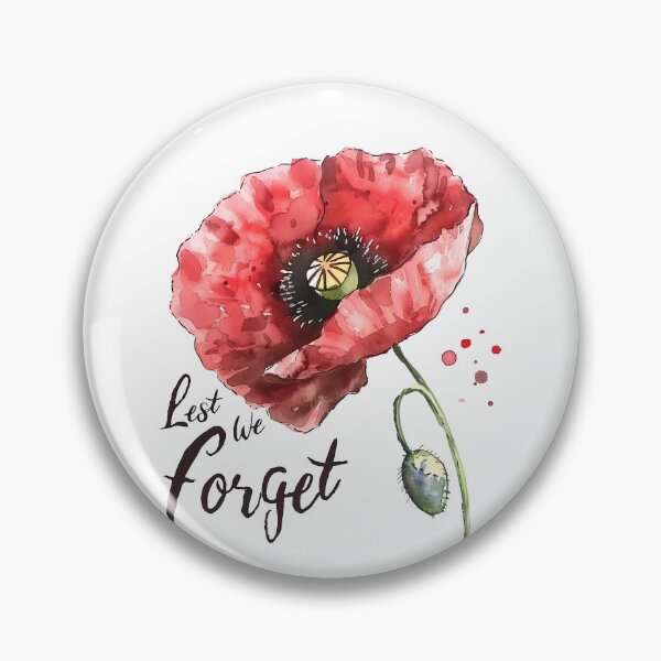 Artikelvorschau, Rote Mohnblume mit dem Text „Damit wir nicht vergessen“ zum Gedenken entworfen und verkauft von Chris Art Printing.