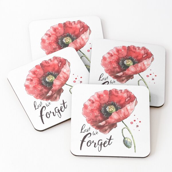 Artikelvorschau, Rote Mohnblume mit dem Text „Damit wir nicht vergessen“ zum Gedenken entworfen und verkauft von Chris Art Printing.