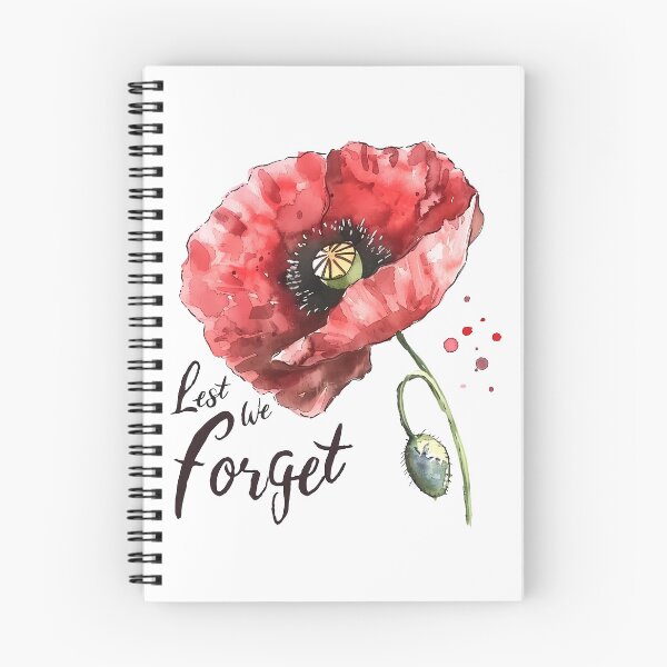 Artikelvorschau, Rote Mohnblume mit dem Text „Damit wir nicht vergessen“ zum Gedenken entworfen und verkauft von Chris Art Printing.