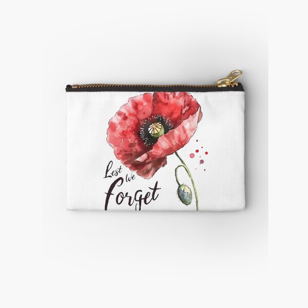 Artikelvorschau, Rote Mohnblume mit dem Text „Damit wir nicht vergessen“ zum Gedenken entworfen und verkauft von Chris Art Printing.