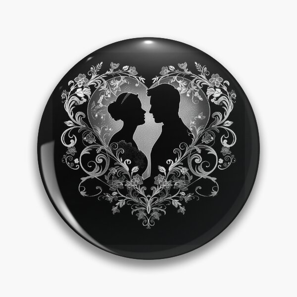 Item preview, Floral Heart Wedding Couple Silhouette Romantic Bride and Groom Art designed and sold by inkoutninja.