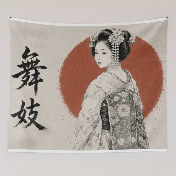 Item preview, Maiko Sumi-e Art with Red Sun designed and sold by KeisJapan.