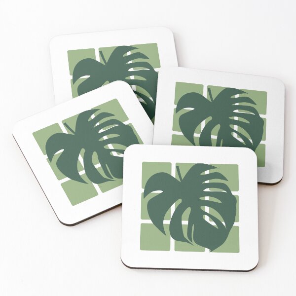 Item preview, Oversized Monstera Leaf on Green Grid Modern Botanical designed and sold by HYPNK.