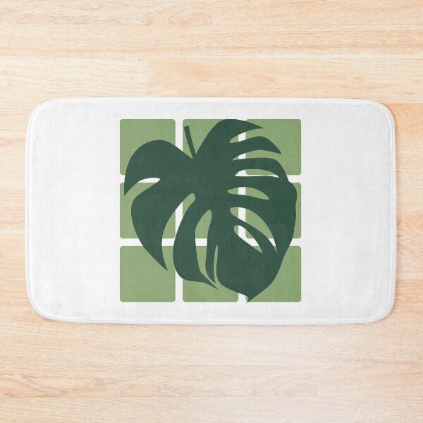 Item preview, Oversized Monstera Leaf on Green Grid Modern Botanical designed and sold by HYPNK.