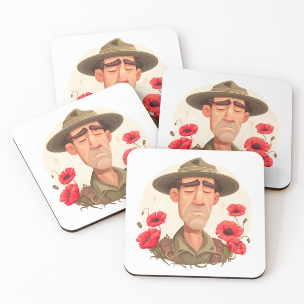 Item preview, Sad soldier with poppies, solemn expression  designed and sold by Chris Art Printing.