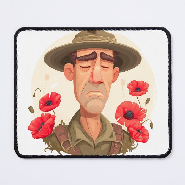 Item preview, Sad soldier with poppies, solemn expression  designed and sold by Chris Art Printing.