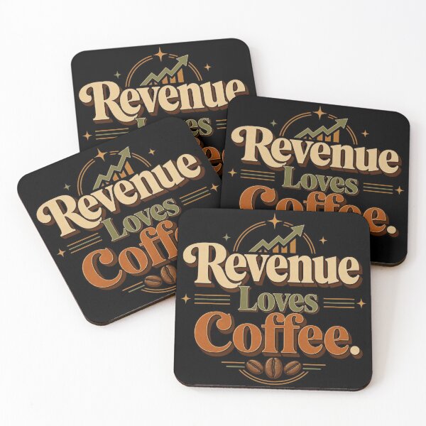 Item preview, Revenue Loves Coffee. | Funny Business & Coffee Retro Typography Design designed and sold by Irene Catchmind.
