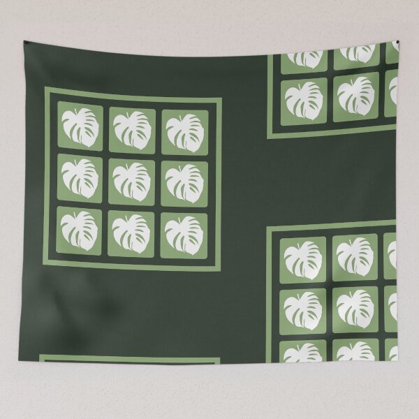 Item preview, Monstera Leaf Grid Pattern Tropical Botanical  designed and sold by HYPNK.