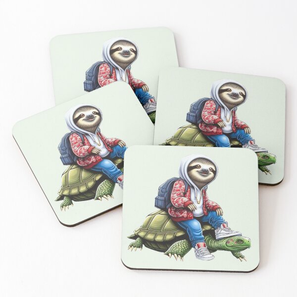 Item preview, Cool Sloth Riding a Giant Tortoise designed and sold by Myra365Art.