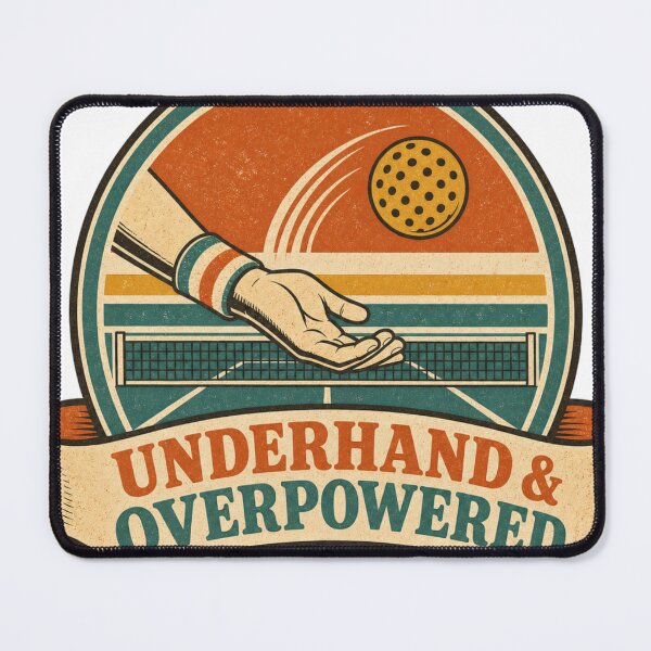 Item preview, Underhand and Overpowered Retro Padel Badge designed and sold by BoosterShop.
