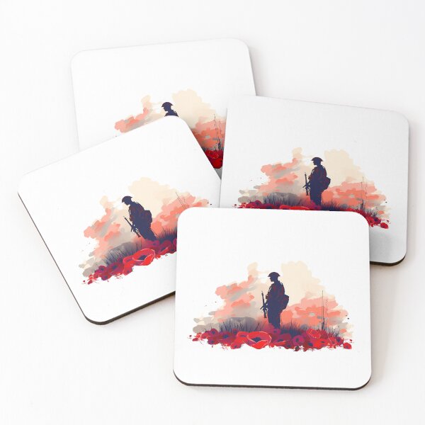 Item preview, Soldier silhouette standing amid red poppies  designed and sold by Chris Art Printing.