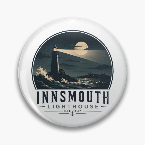 Item preview, Innsmouth Lighthouse Vintage Coastal Badge | Lovecraft Horror Harbor Design designed and sold by Extravanganzza.