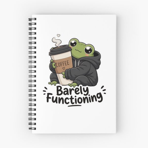 Item preview, Barely Functioning Cute Frog Coffee Meme designed and sold by redblink store.
